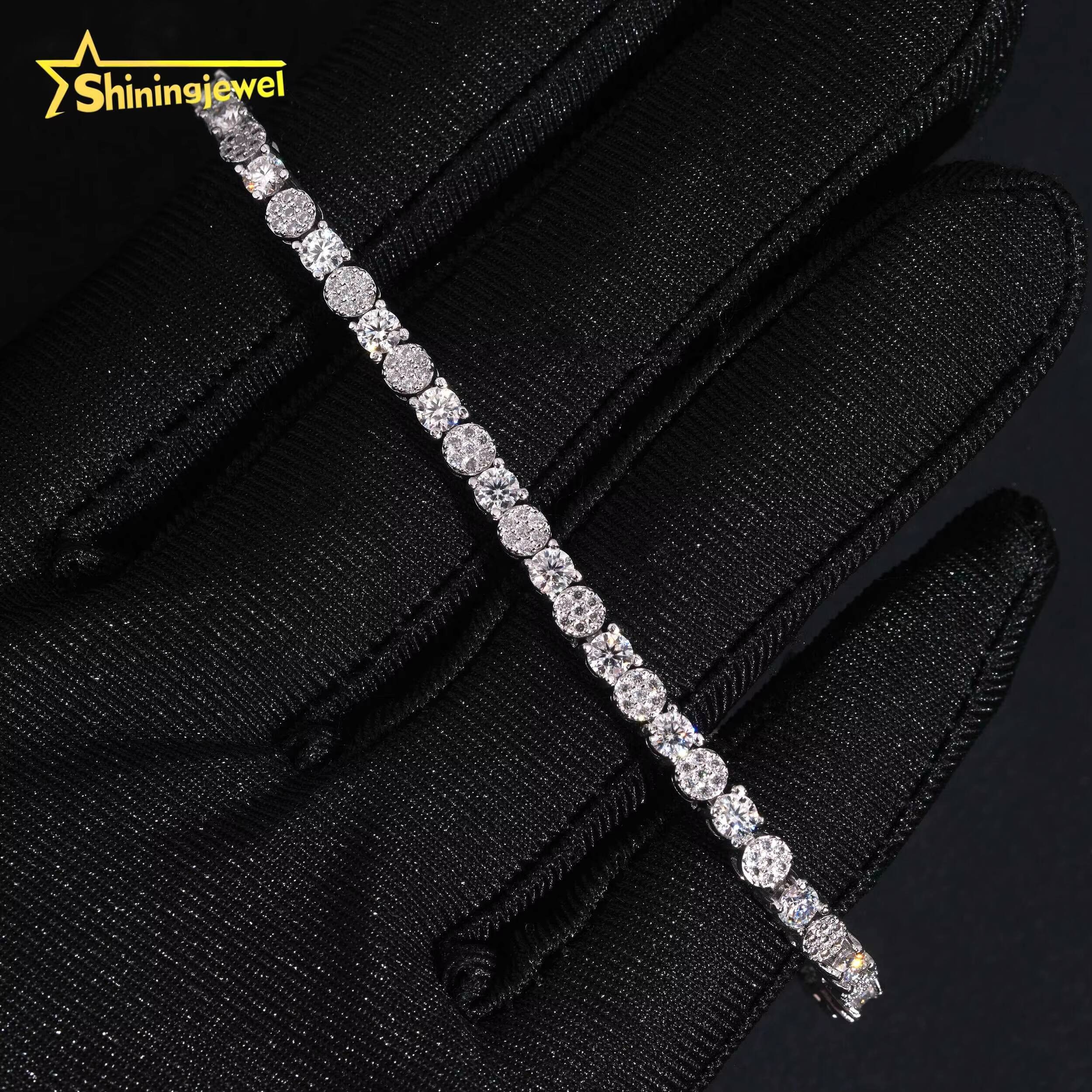 Unique Iced Out Elegant Moissanite Jewelry Hip Hop High Quality 3.8mm S925 Tennis Bracelet