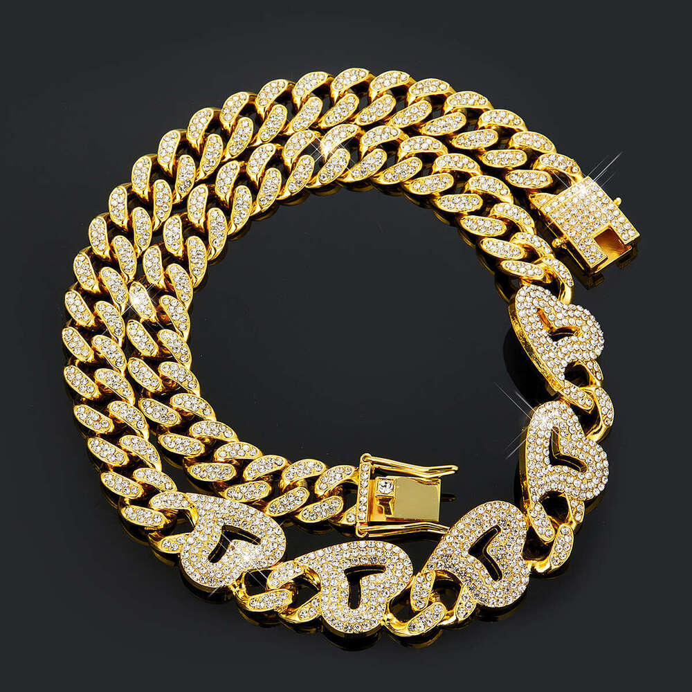 Hot Item for Men 13mm Classic Full Dia Cuban Chain Heart Splicing Necklace