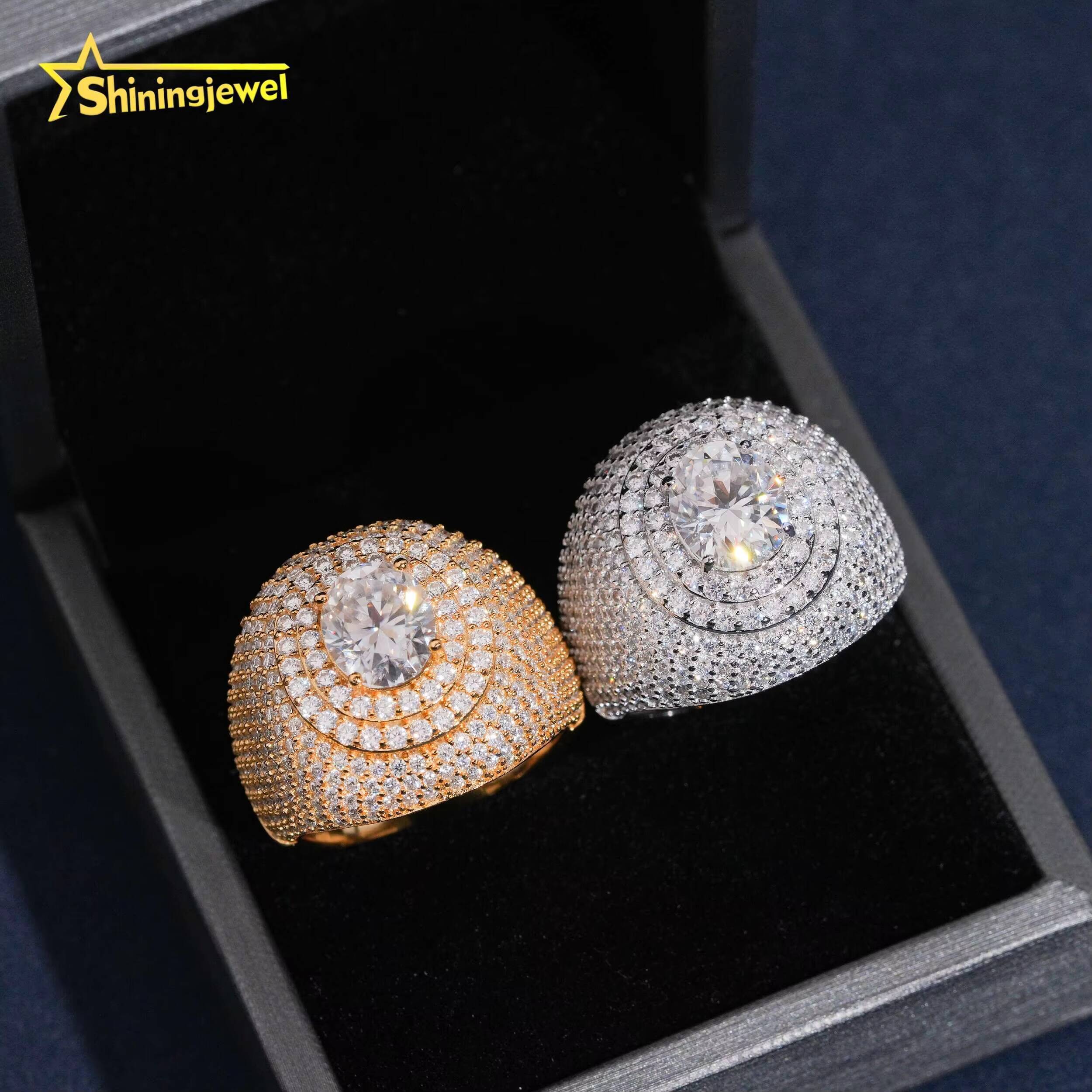 Fine Jewelry Hip Hop Iced Out Fully VVS Moissanite Diamond Ring GRA Certificated High Quality Custom 925 Silver Rings for Men