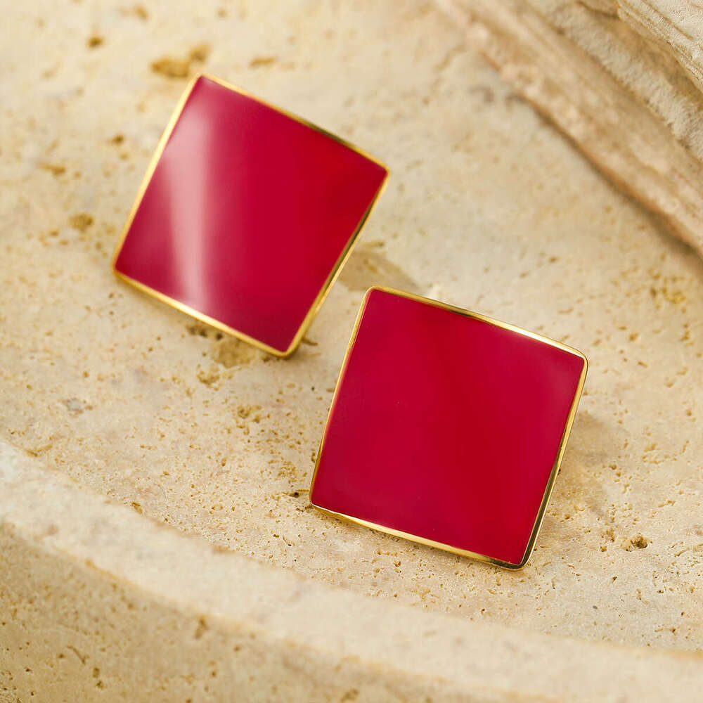 Geometric Square Stainless Niche Design Sense Light Titanium Steel Earrings