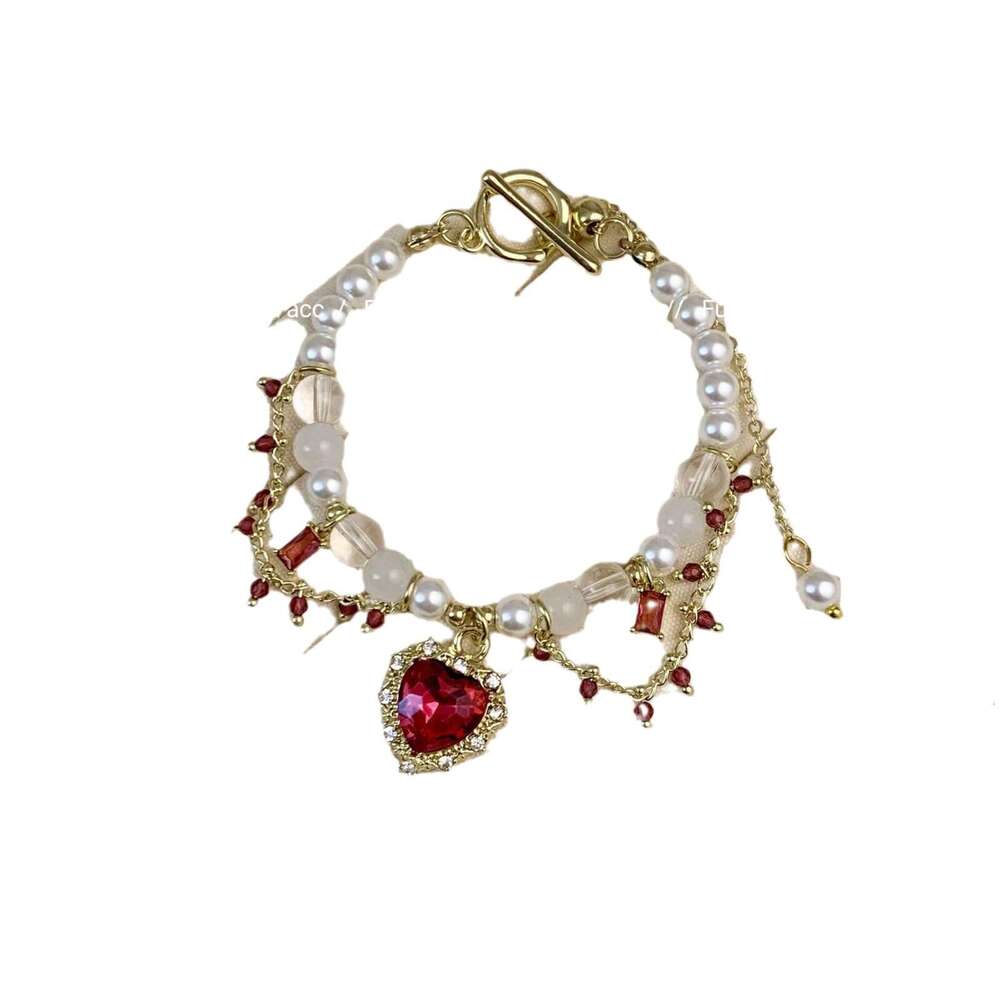 French Baroque Necklace Lolita Heart Pearl Light Ring Ancient Style Hanfu Accessory Collarbone Chain 221