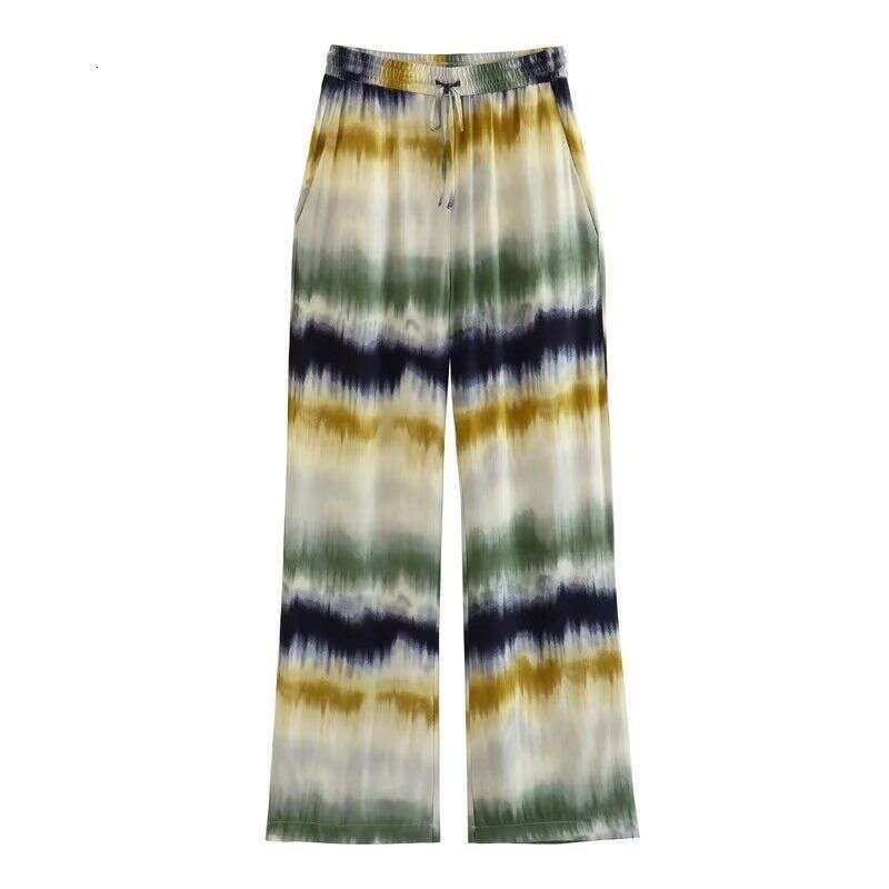 Women's Blouse + Tie-Dye Pants Straight Pant Suit