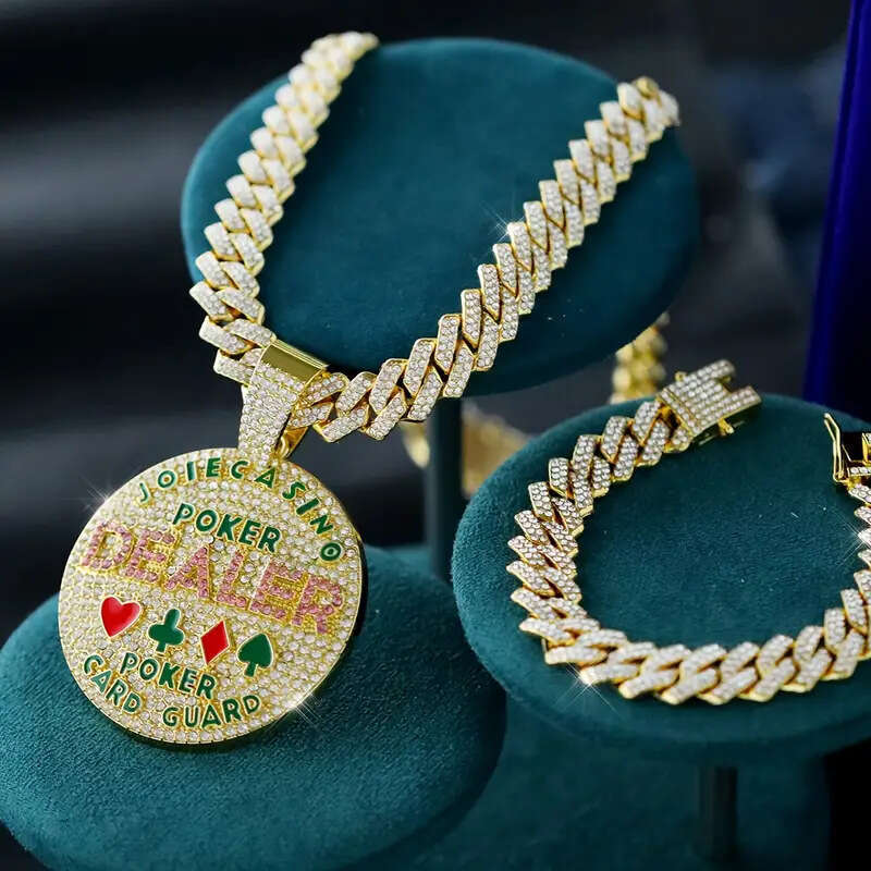 New Geometric Round Letter Creative Exaggerated Alloy Full Dia Hip-Hop Pendant