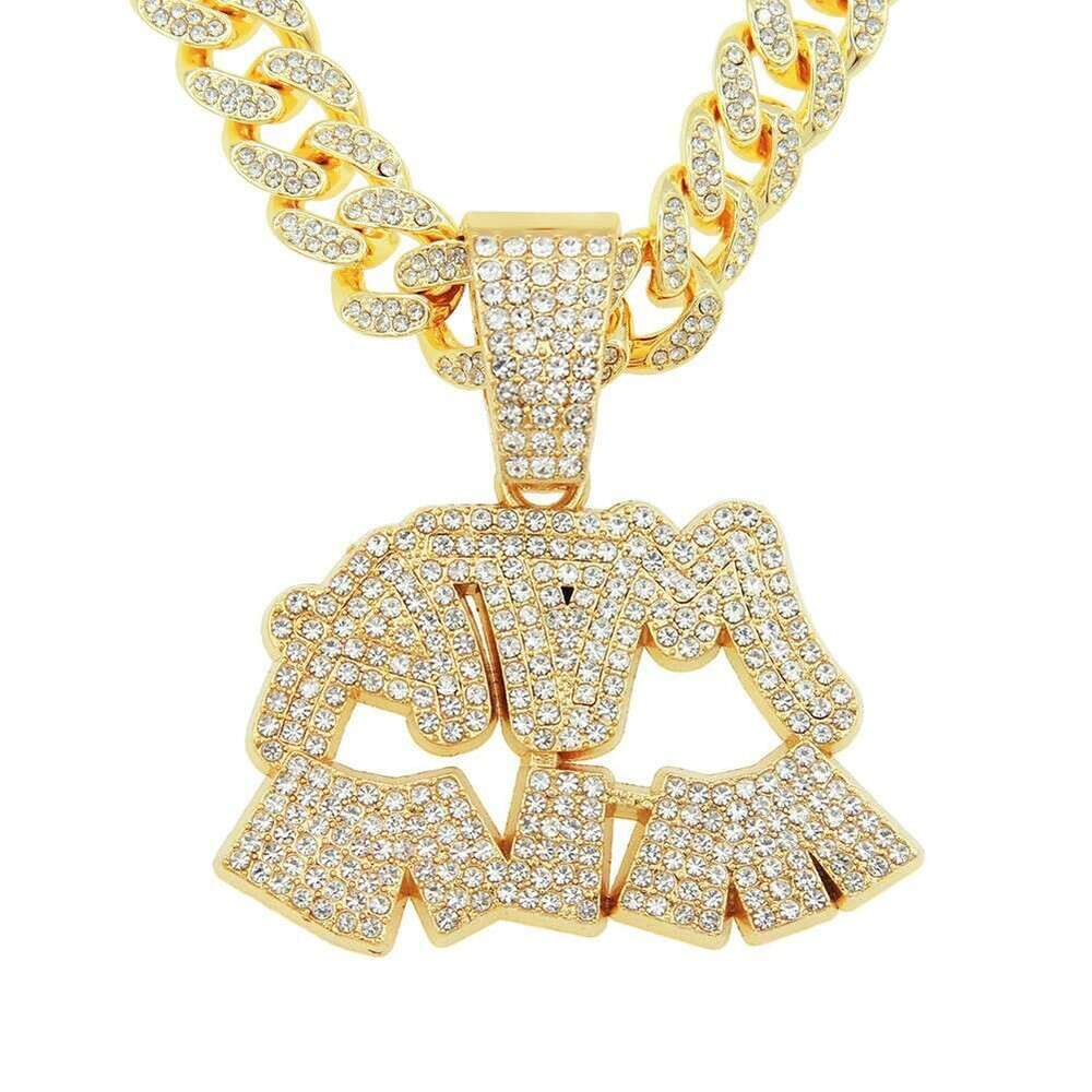 Full Dia Irregular Pattern Pendant Hip Hop Exaggerated Personality Alloy Cuban Chain Necklace Creative Jewelry