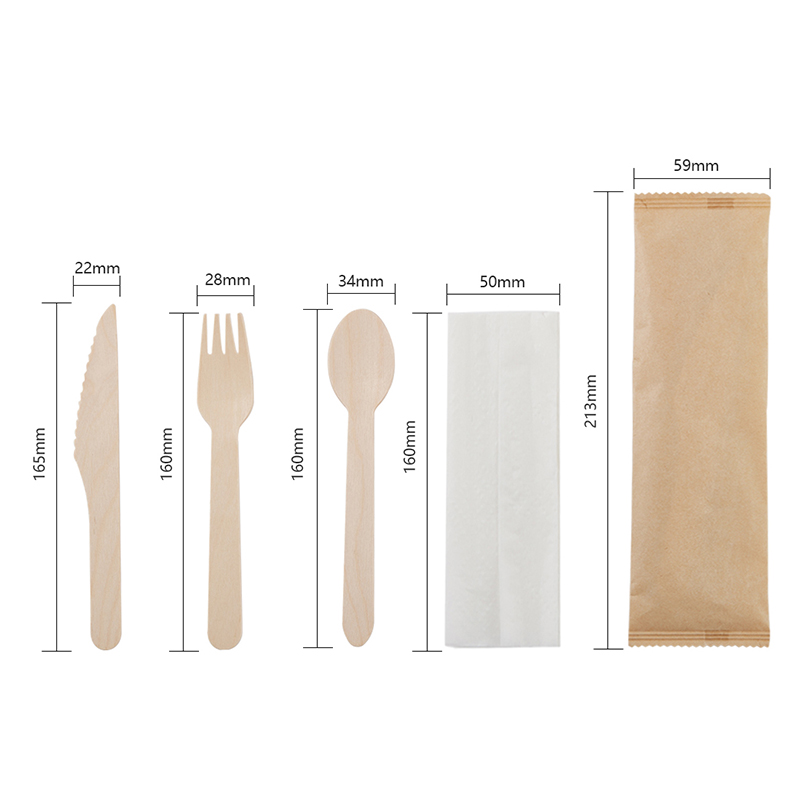 Disposable Wooden Dinnerware Set for Parties & Travel natural wood Eco-friendly