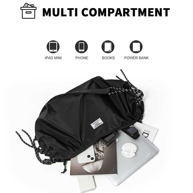 Mens Designer Bag Waterproof Scool Bag Two Colors Drawstring Letter Label Zipper Bag Travel Crossbody Bag Large Mens Purse Y250729