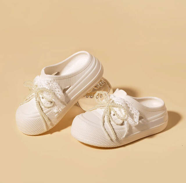 TK2025 New Summer Lace Pearl Personality Lace-up Hole Shoes Beach Soft Sole Sandals