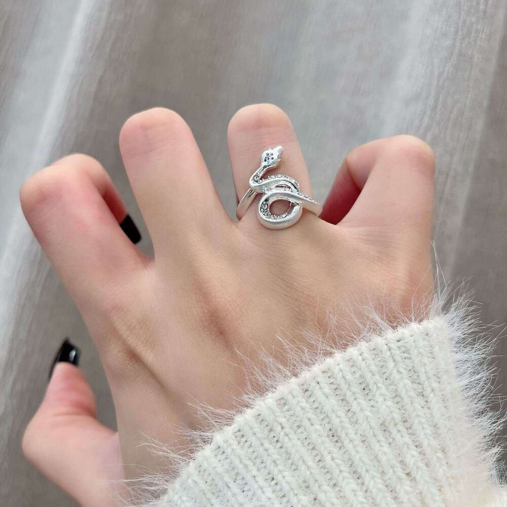 2024 New Brushed Wrapped Snake Minimalist Unique Personality Punk Vintage Niche Design Index Finger Ring 159