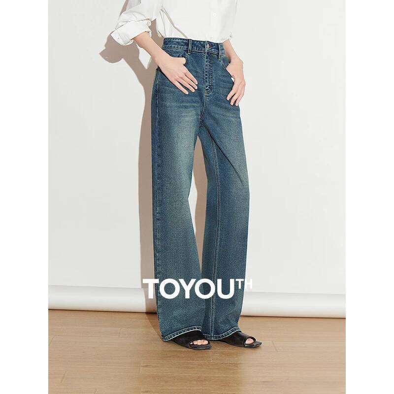 TOYOUTH Women Denim Jean 2025 Spring New Long Pants 8518037 250728