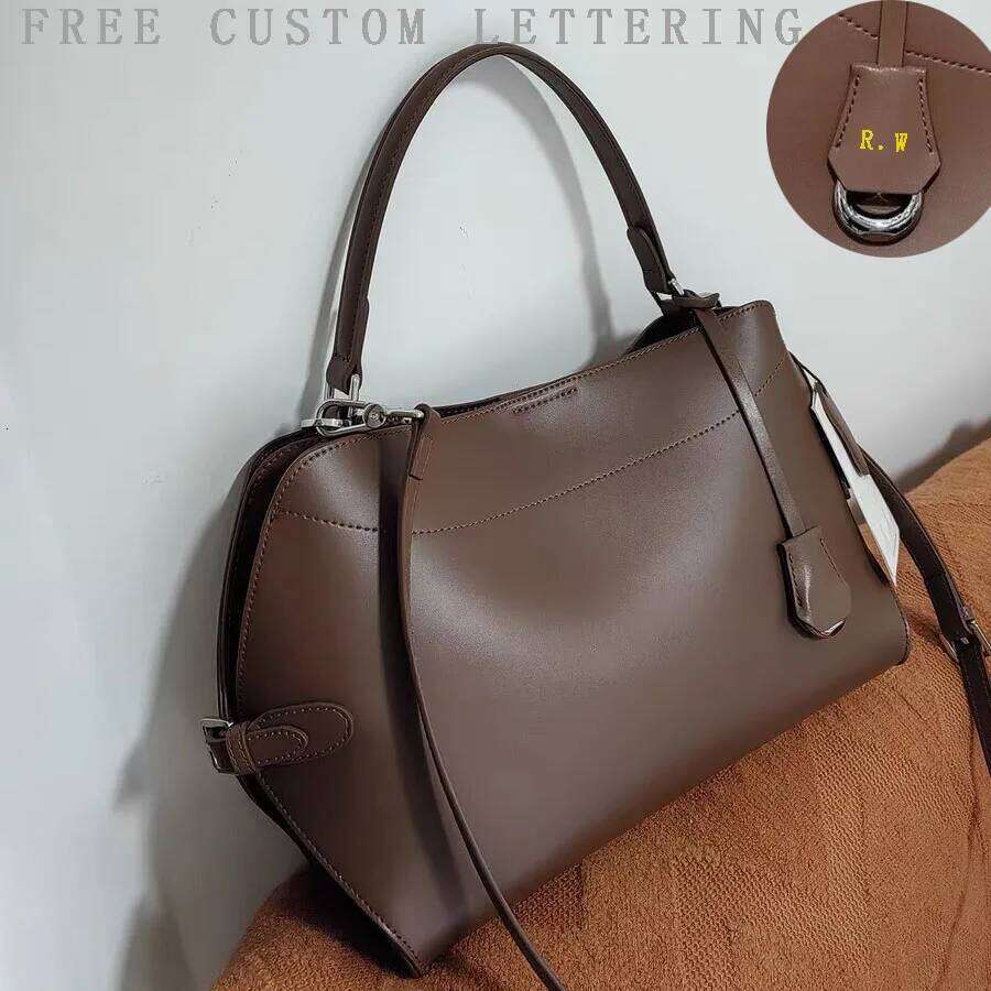 Genuine leather Tote 2025 new belt buckle design large capacity cowhide one-shoulder crossbody bag fashion ladies handbag