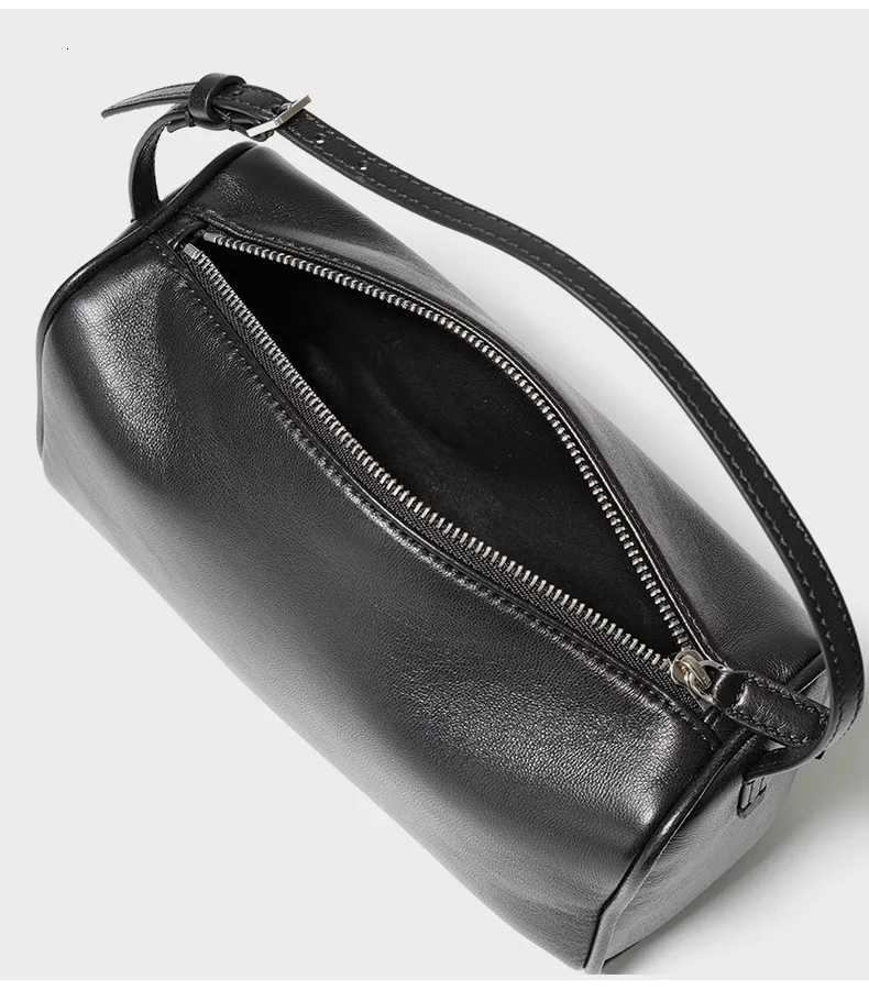 Pencil Bag Head Layer Premium Hand Woven Crossbody Large Capacity Simple Commuter Soft Leather Underarm Bag Y250729