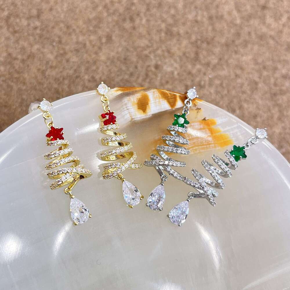 Unique Niche Design Christmas Tree Earrings for Women, Autumn Winter Atmosphere, Elegant Earrings, Cute and Delicate Ear Accessories 835