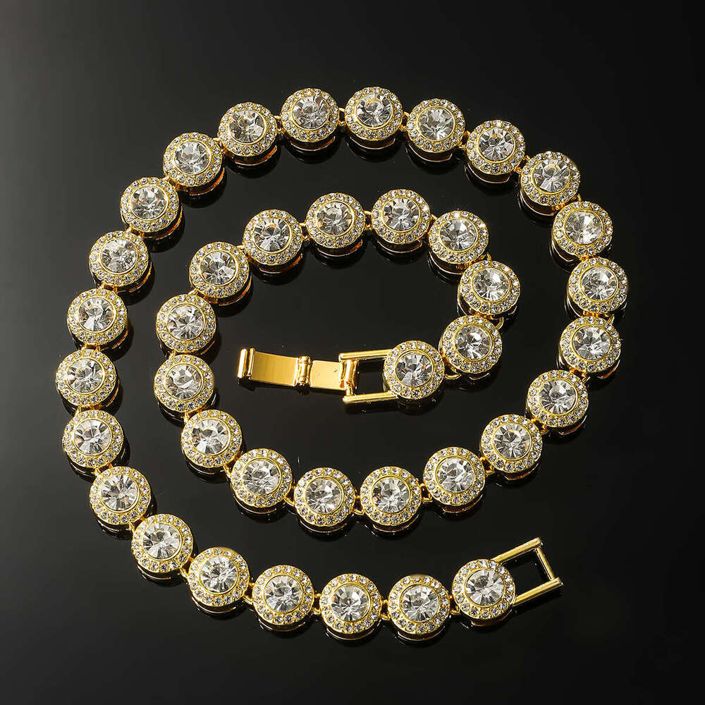 New Men's Round Dia Spliced Chain Necklace with Creative Personality and Street Hip-Hop Style