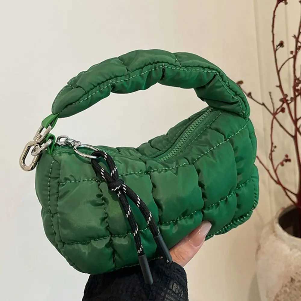 Sweet Bubble Cloud Handbag Solid Color Korean Style Pleated Dumpling Bag Zipper with Pendant Rhombus Plaid Handbag Y250729