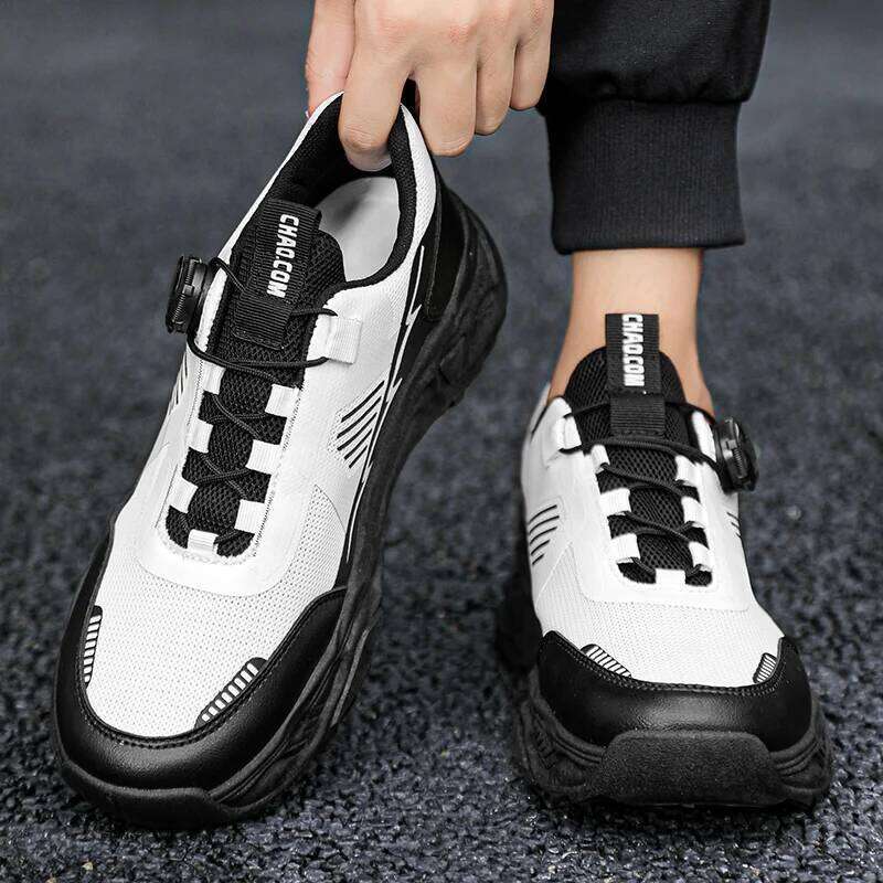 Men's Korean breathable casual sports four season new soft soled Rotating shoelaces outdoor running shoes student sneakers