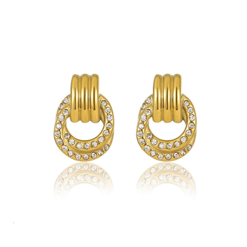 Stainless Irregular Ring Buckle Autumn and Winter Titanium Steel Fashion High-end Light Earrings for Women