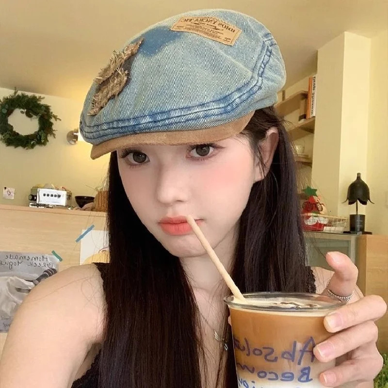 Denim sboy Cap Womens Cowboy Octagonal Hats Ladie Caps Retro Gatsby Hats Hip Hop Berets Cabbie Apple Beret For Male Gorras 250729