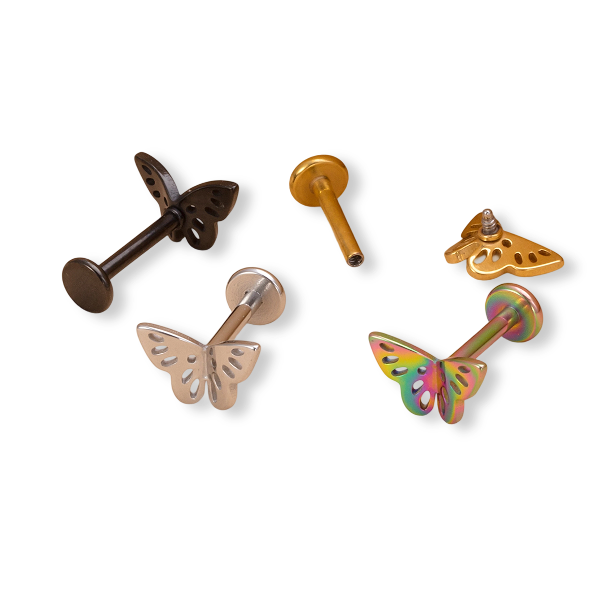 Stainless steel hollow three-dimensional butterfly lip studs, ear bone studs, earrings, body piercing accessories wholesale