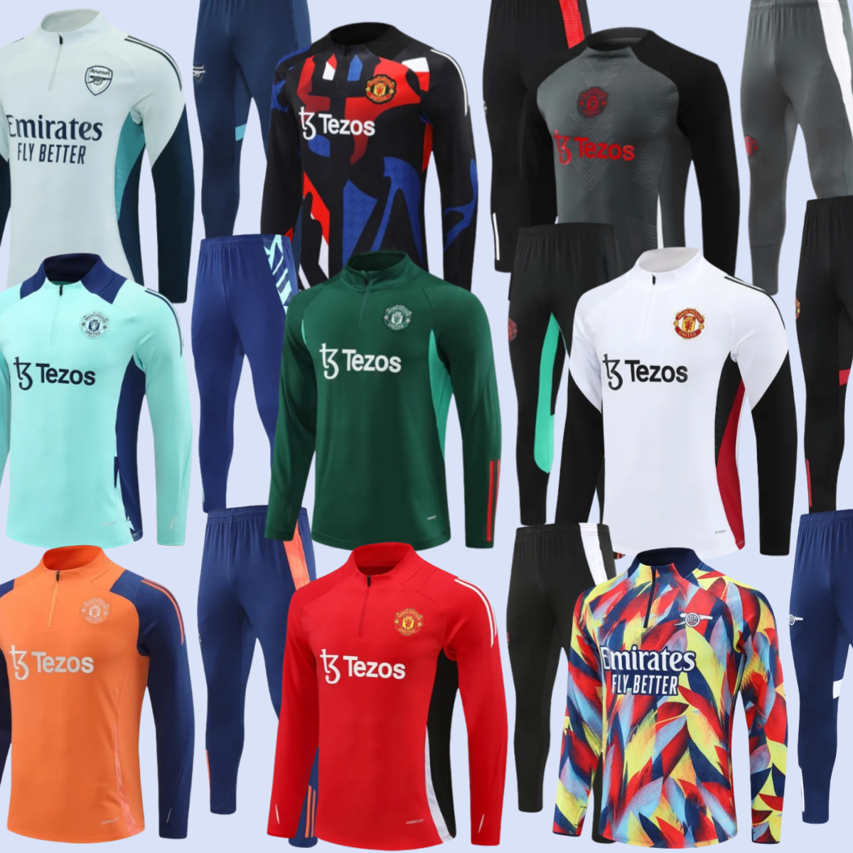 24 25 26 arsen RASHFORD Uniteds tracksuit 25 26 City Antony football kits training suit survetement chandal adult boys tracksuits jogging sets futbol 666