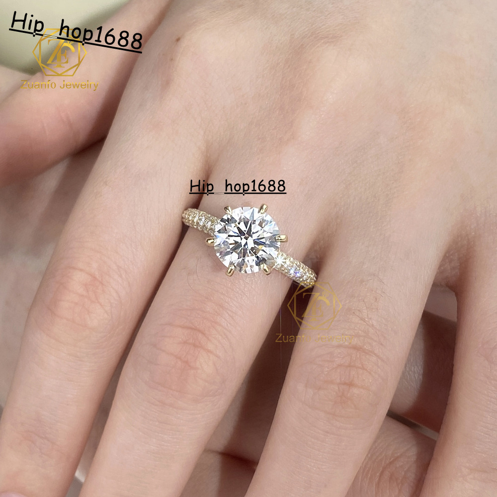 Wholesale Price 1CT 2CT 3CT D VS1 IGI Lab Grown Diamond Ring Round Cut 10K 14K 18K Yellow Gold Rings for Engagement Wedding
