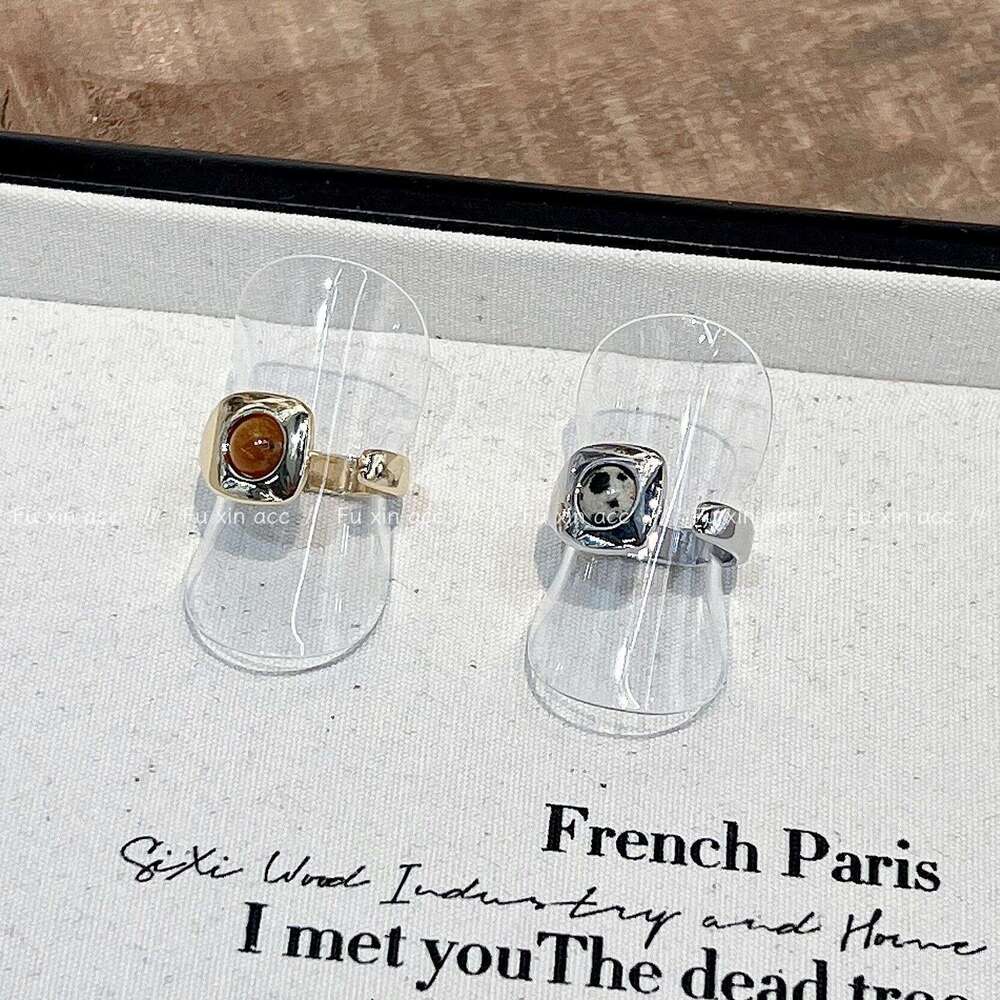 Milad Style Natural Tiger Eye Open Niche Design High-end Spotted Stone Index Finger Ring f32