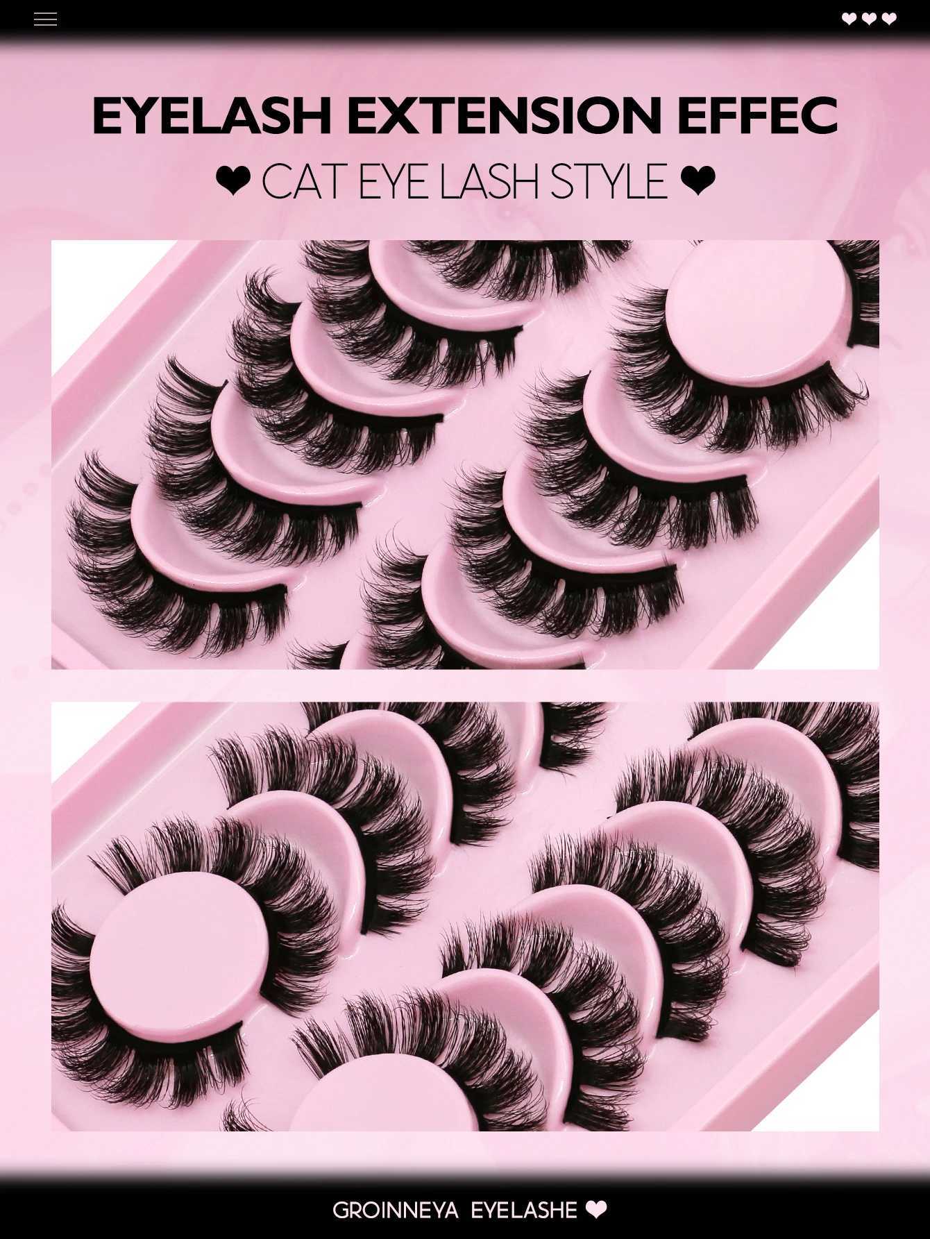 Groinneya False Eyelashes Cat Eye Fluffy Faux Mink Lashes Wispy Lashes Dramatic Long Thick Volume Mink False Eyelashes Makeup Z250730
