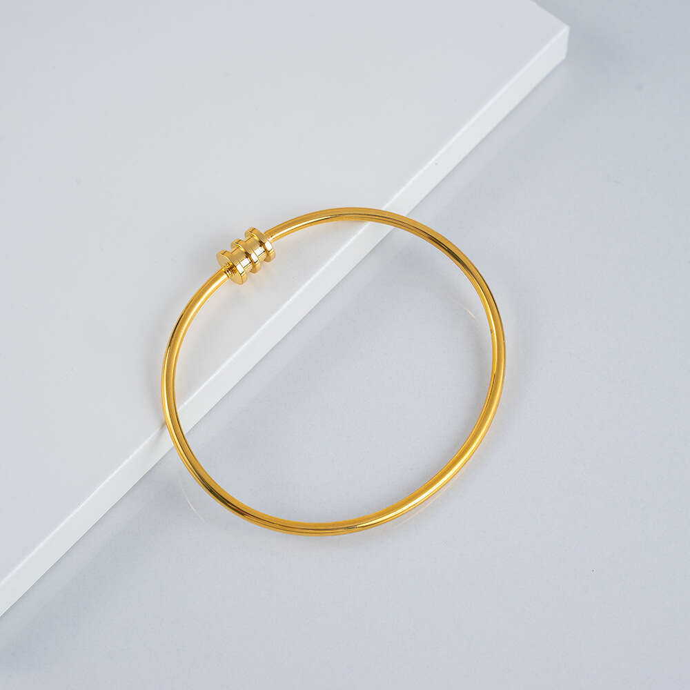 Fashion Stainless Steel Style Gold-Plated Small Waist Adjustable Plain Band Non-Fading Design Sense Bracelet