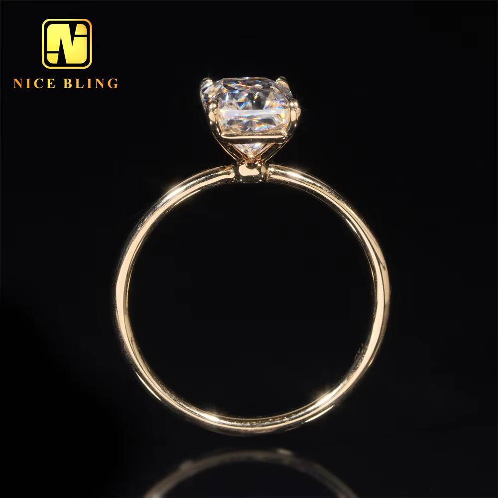 Fashion Luxury VVS Moissanite Wedding Ring 14K Gold Radiant Cut Ring VVS Moissanite Engagement Ring for Women