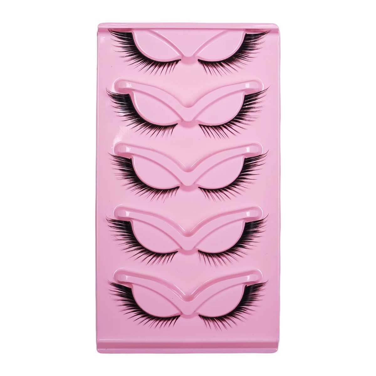 5 Pairs Cat Eye Lashes Long Lashes Cat Eye Look Wispy Lashes Eye End Elongated Strip Thick False Eyelashes Z250731