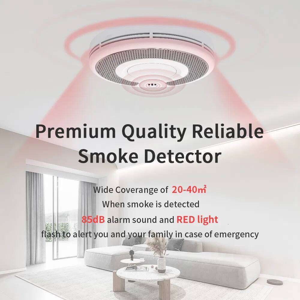 Wireless Interlinked Smoke Alarm Detector Sealed 10-Year Li-Battery, WiFi Alarm with Tuya APP Control, CE En 14604, V-Come, VS03F