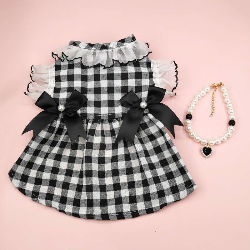 2023 Spring/Summer New Plaid Clothing Elegant Dog Clothes Pet Cat Dress