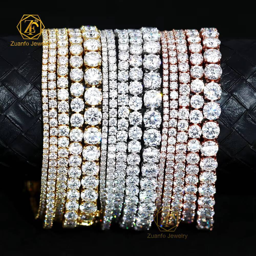 2025 New 2mm 3mm 4mm Round Gra Vvs 925 Sterling Silver Diamond Moissanite Tennis Chain Bracelet for Women