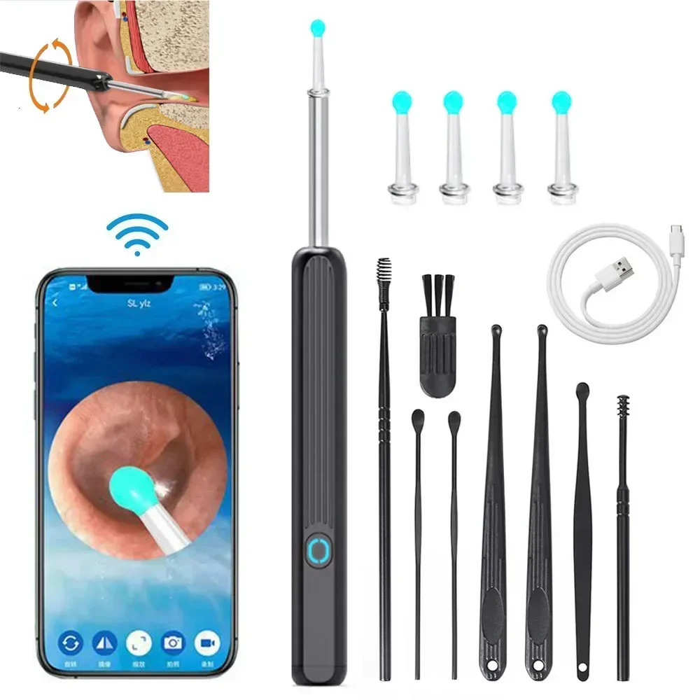Wireless Wi-fi Visual Ear Cleaner Otoscope Ear Wax Ear with 1296P HD Cleaning Kit Removal Sticks Endoscope Camera Tool Kit 250726