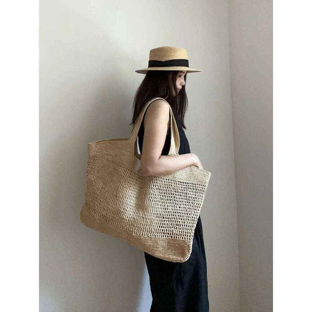 Summer Woven Beach Lady Fashion Large Capacity Tote Bag Travel Vacation Handbag Shoulder Crossbody Handheld Casual Female