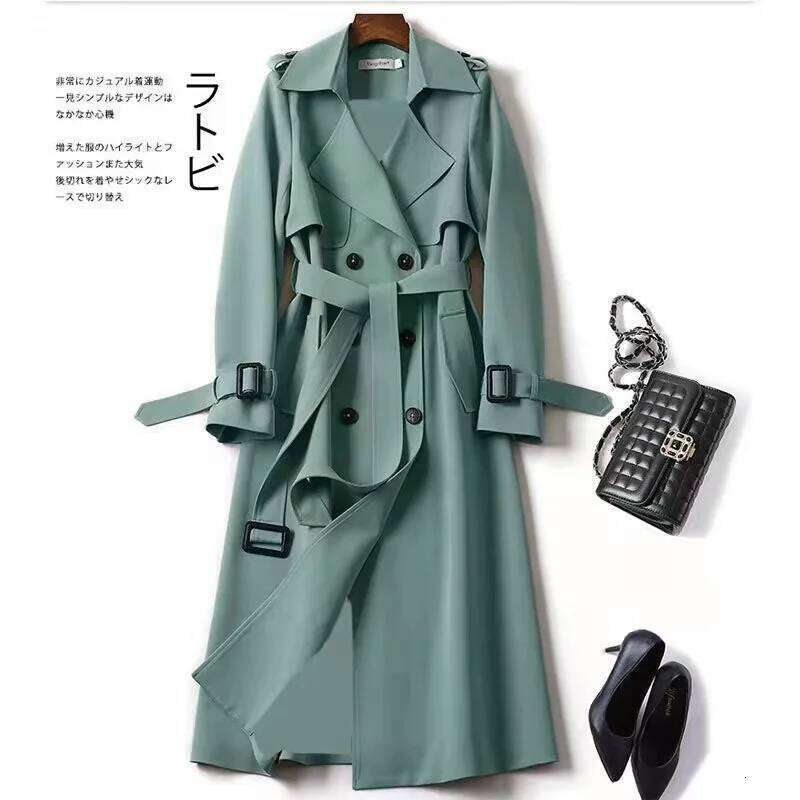 Designer Clothing Trench Coat Midi 2024 Spring Autumn New Chic Popular British Style Below-The-Knee Vintage Long Coats And Jackets Women Fashion