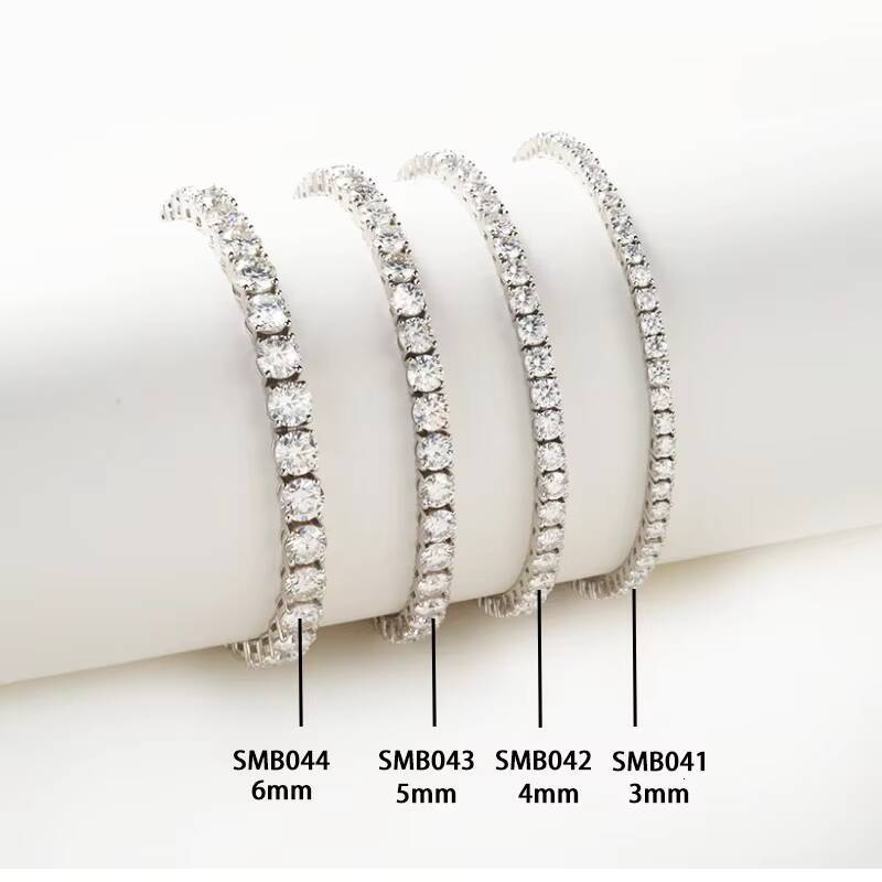 Starsgem Ready to Ship Yellow Gold Plated Bracelets 3mm 4mm 5mm 6mm Round Silver Tennis Moissanite Bracelet