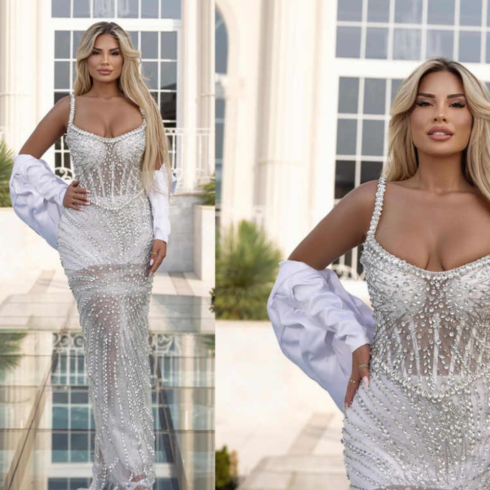 Classic Wedding Dress Mermaid Gowns Sleeveless Spaghetti Strap Crystals Floor-Length Formal Bridal Gowns Plus Size Customized Vestido de novia