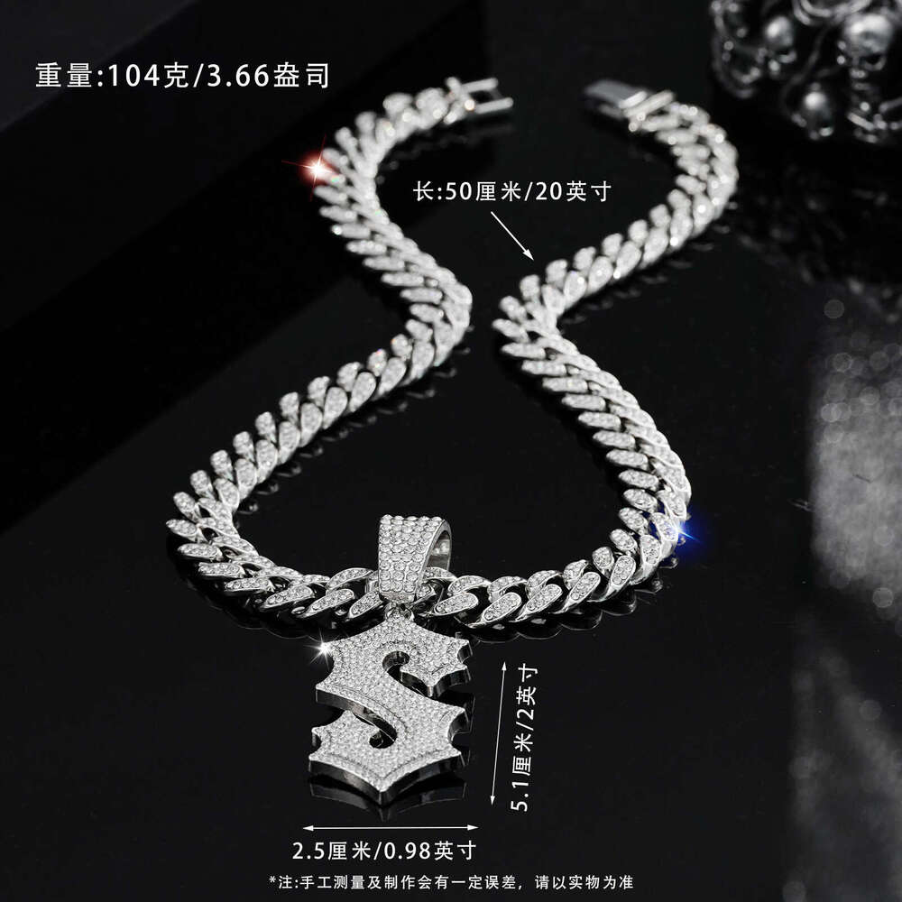 Men's Versatile Hip-Hop Cuban Chain Fashion Personality Full Dia S Letter Pendant