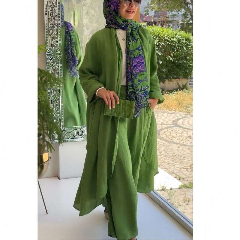 Women's Clothing Spring And Summer New Fashion Loose Long Cardigan Casual Wide Leg Pants Two Piece Suit