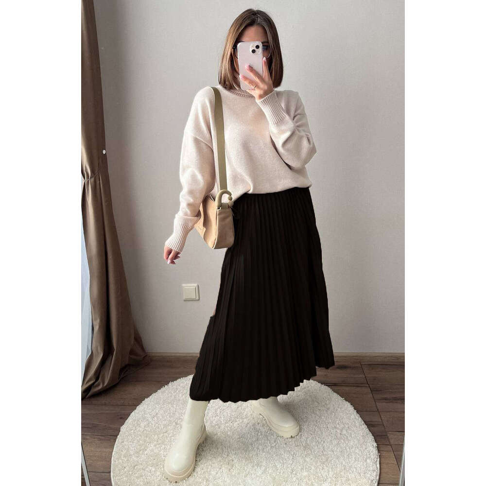 Spring And Autumn New Pleated Organza Soft Versatile Skirt Ins B5