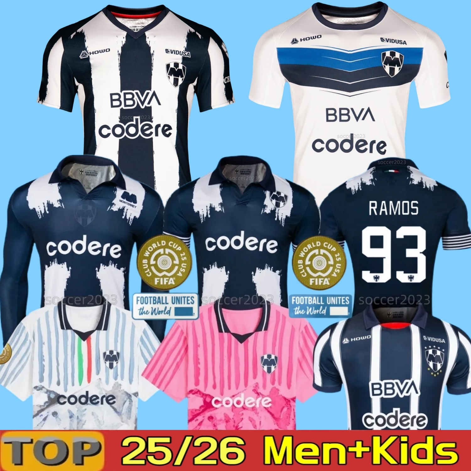 25 26 C.F. Monterrey rayados S.RAMOS Soccer Jerseys SERGIO RAMOS 93 BERTERAME 80th Anniversary VAZQUEZ CANALES 2025 2026 football shirts MORENO CORTIZ0 men kids kit