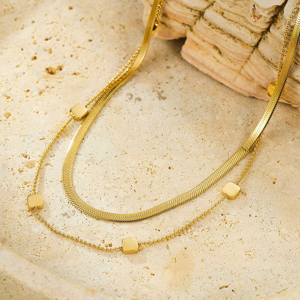 Accessories Women Summer Light Can Be Printed Sequin Double Layer Stainless Steel Necklace