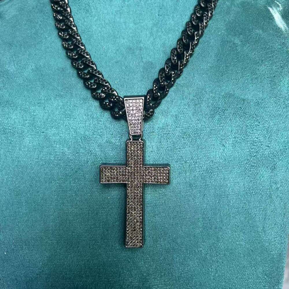 Full Dia Cross Pendant Fashionable Personality Creative Alloy Hip Hop Trendy Cuban Necklace
