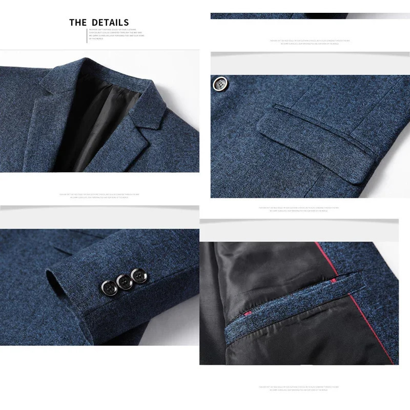 BROWON Business Casual Jackets for Men Spring and Autumn Solid Color TurnDown Collar Suits Blazer Wedding 250730
