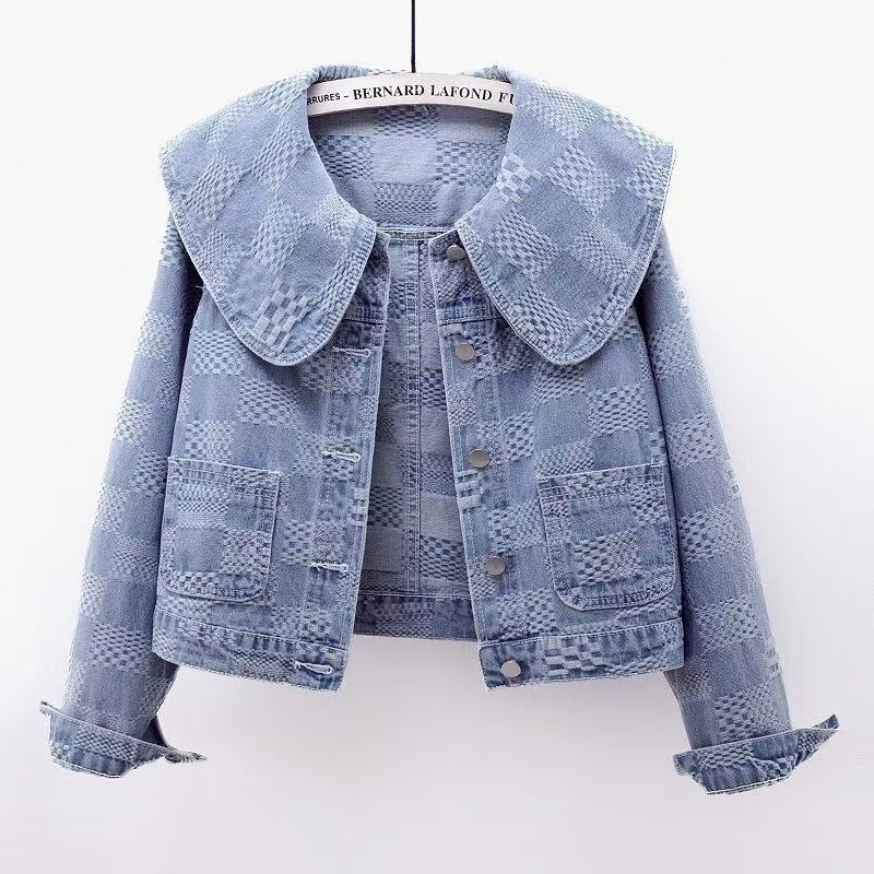 2025 Early Autumn New Women's Vintage High-End Doll-Collar Short Denim Jacket Stylish Youthful Top