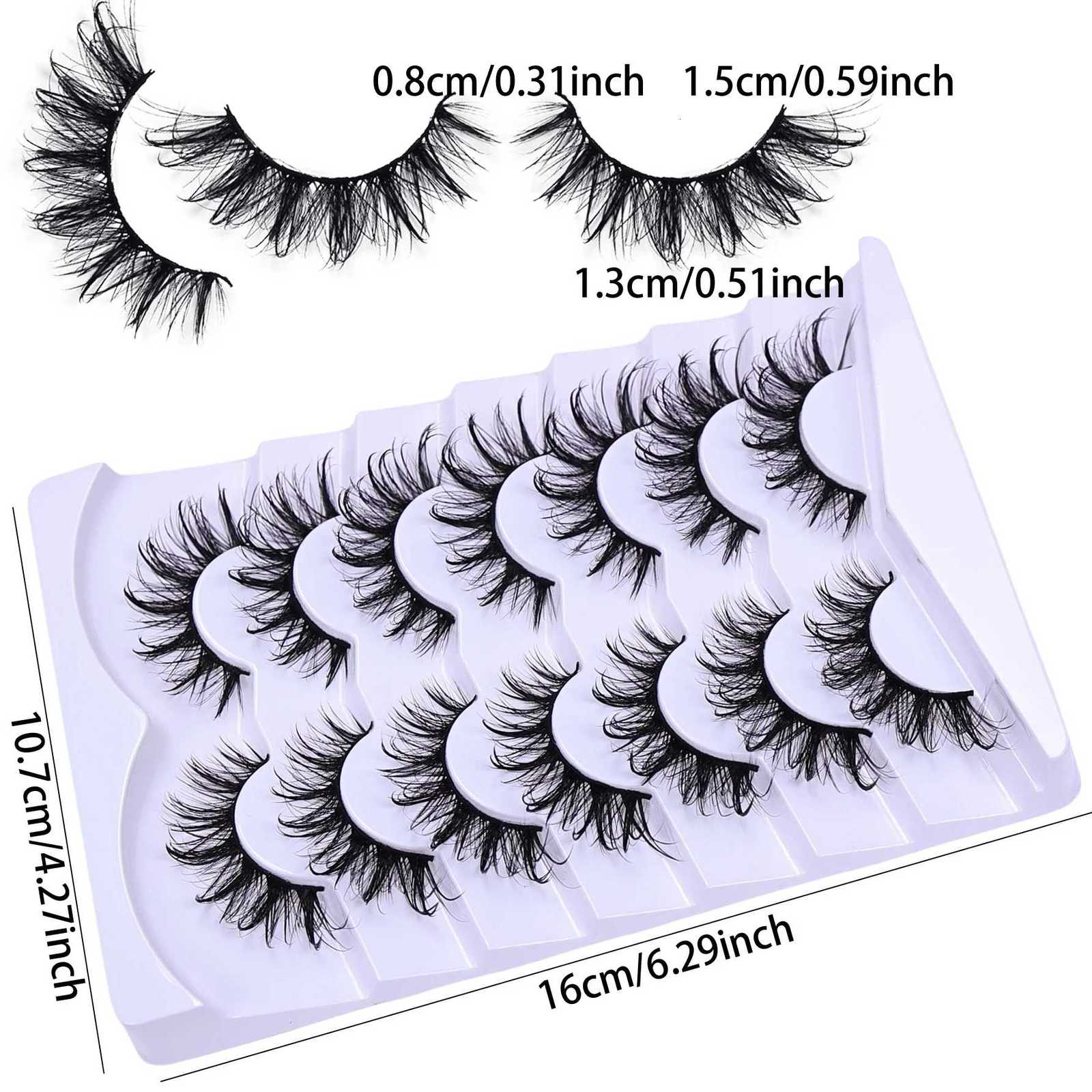 7 Pairs Wet Look Manga Lash Wispy D Curl Lashes Fake Lash Fluffy Fairy Cat False Lashes Spiky Tips Dramatic Fake Eyelashes Z250730