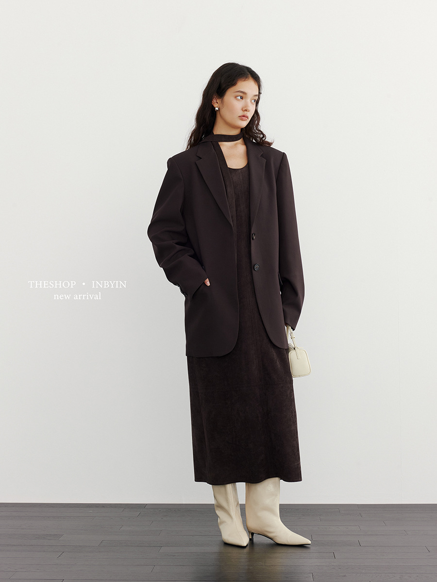 G91108 Streamer Velvet Cocoon Vest Skirt Women's Temperament Waist Sleeveless Dress Women