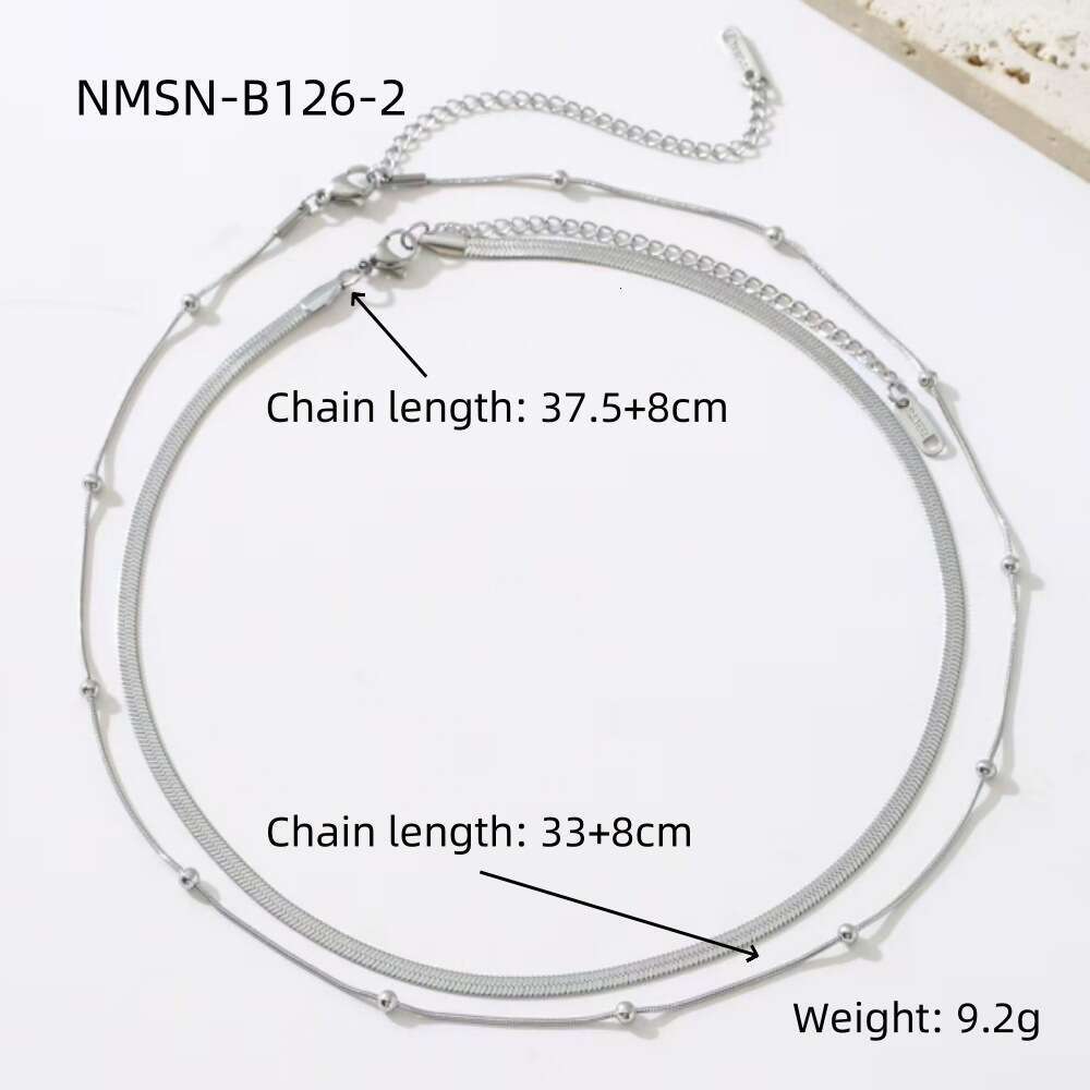 Minimalist Style Gold Titanium Steel Non-Fading Necklace Double Layer Stacking Niche Fashion Choker Snake Bone Chain for Women