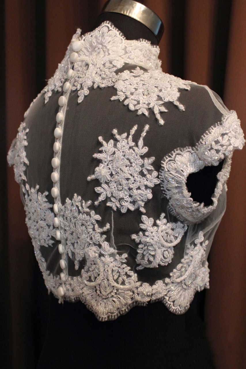 New Bridal Jacket Short Sleeve High Neck Appliques Lace Wedding Dress Jackets Bridal Accessories Customized