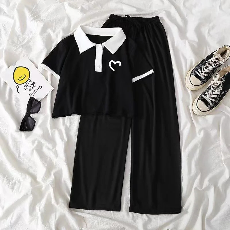 Teenagers Summer Girls Clothing Sets Fashion Top And Wide Legged Pants 2Pcs Outfits Kids Tracksuit 6-14 Years Kids Clothes 250729